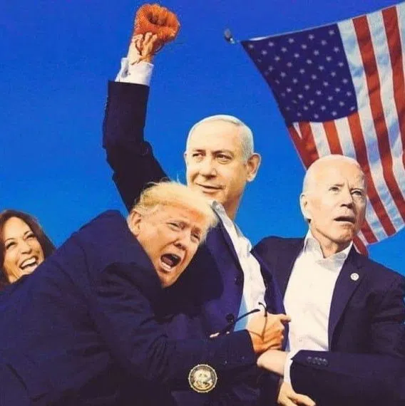 trump benjamin netanyahu fake shooting.webp
