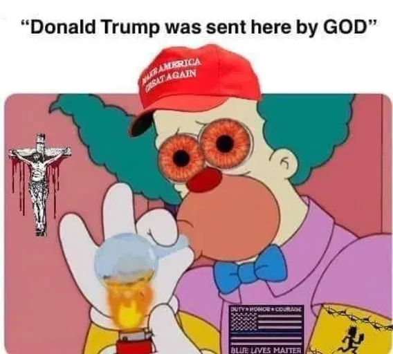 donald trump magatard clown sent by god crackpipe.webp