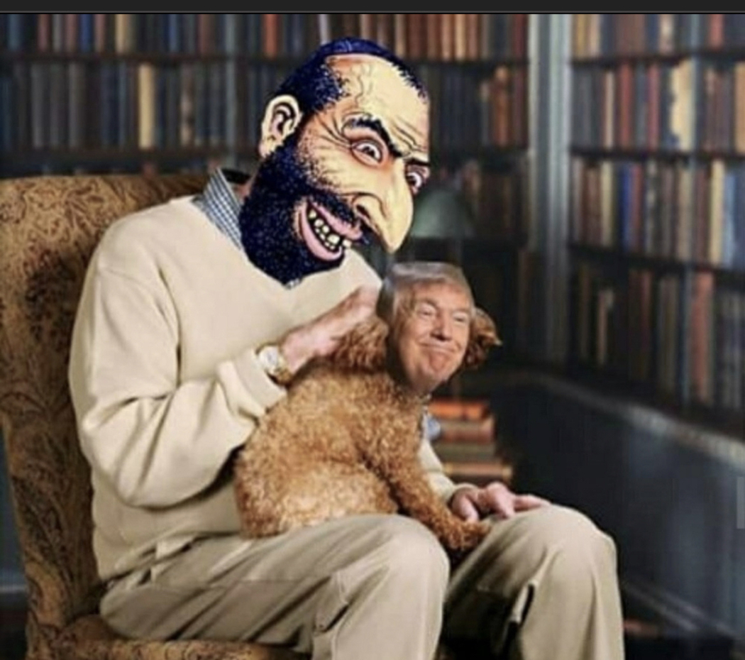 jew trump dog on lap.jpeg