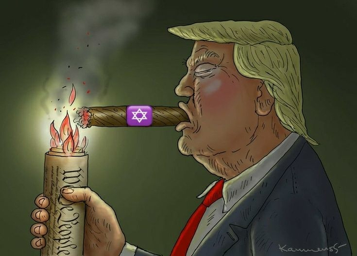 trump lighting constitution with israel jew cigar.jpg