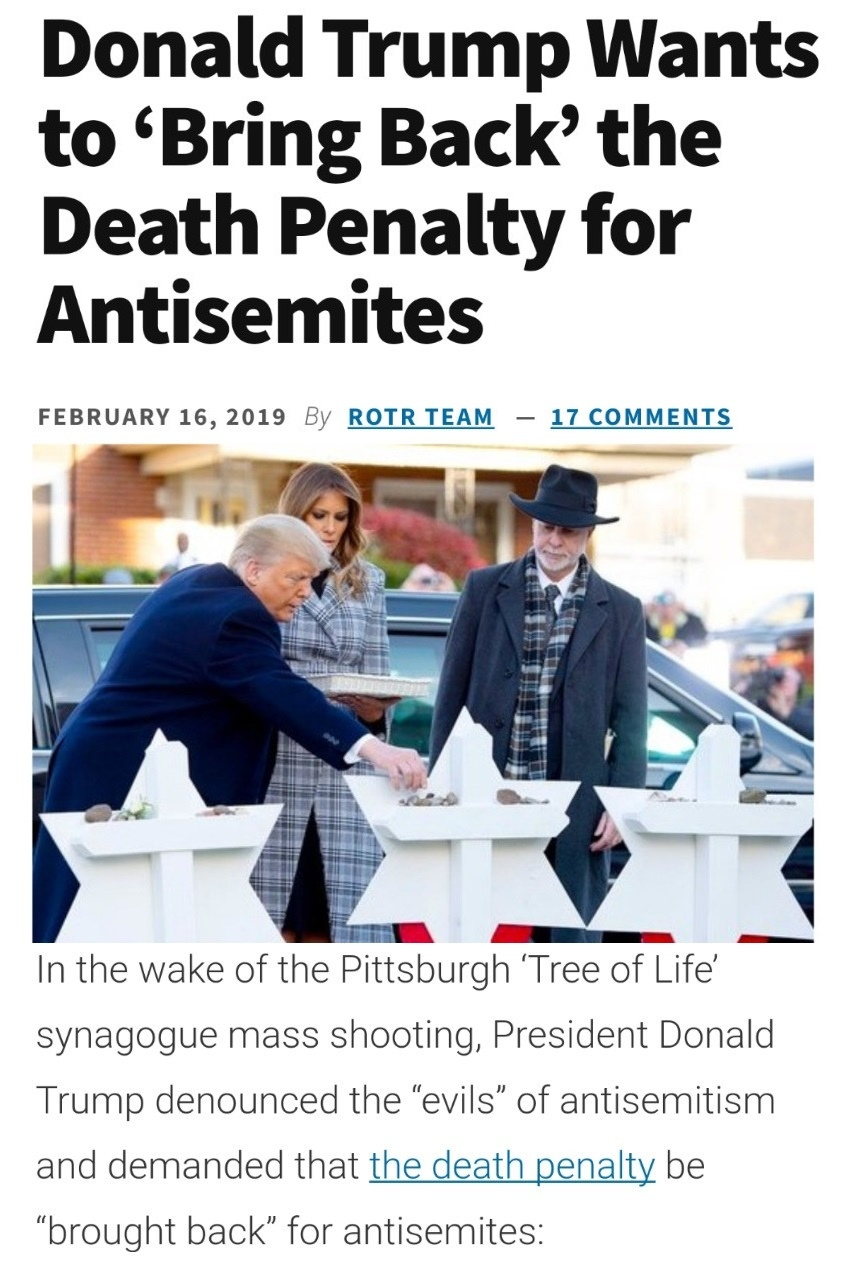 trump pittsburg tree of life fake shooting bring back death penalty antisemitism.jpeg