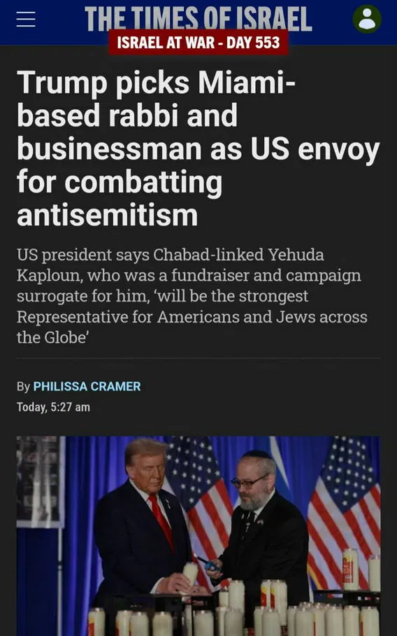 Trump selects rabbi antisemitism jews.webp
