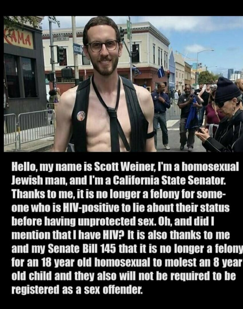 jews pedo scott weiner aids government legal sex children california.jpg