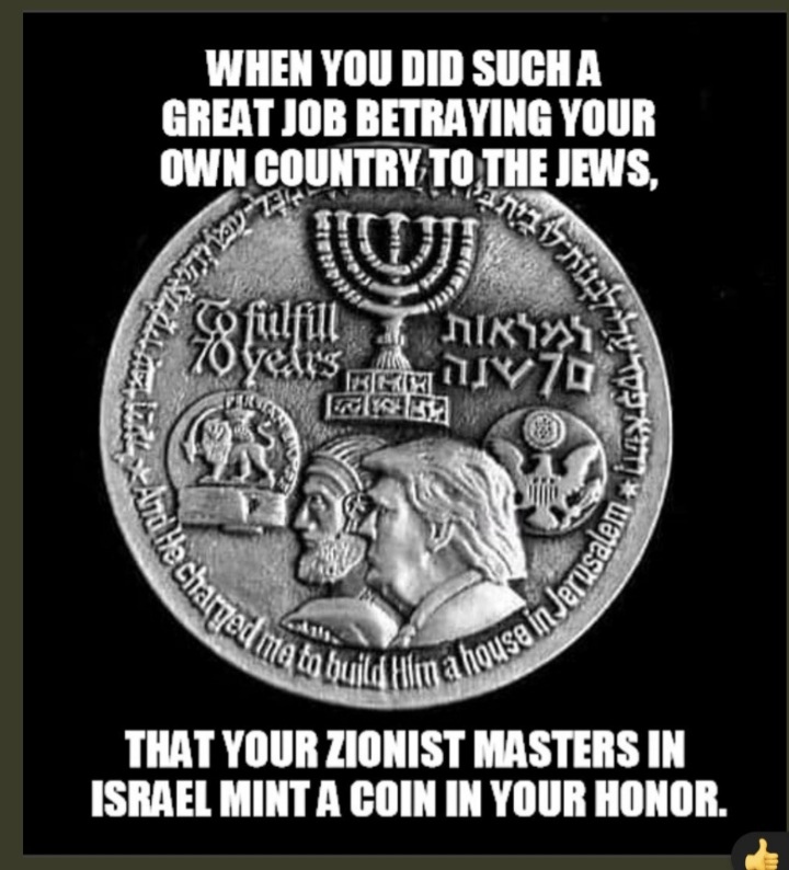 betray your country get trump face on coin for israel jews.jpg