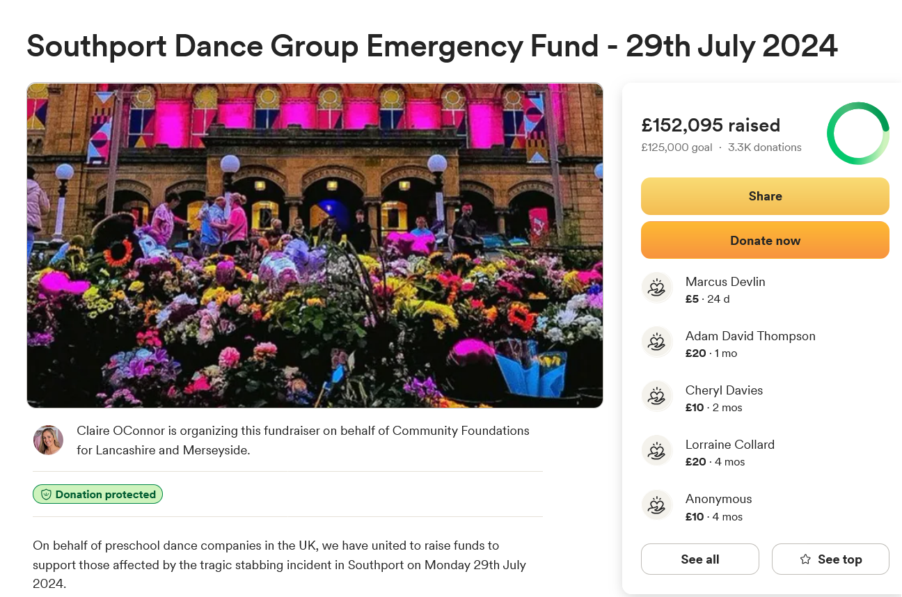 Screenshot 2025-05-28 at 13-00-03 Fundraiser for Community Foundations for Lancashire and Merseyside by Claire OConnor Southport Dance Group Emergency Fund - 29th July 2024.png