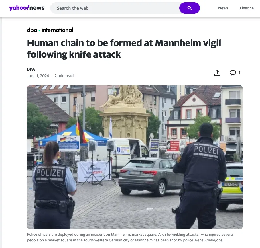 Mannheim Yahoo article human chain.webp