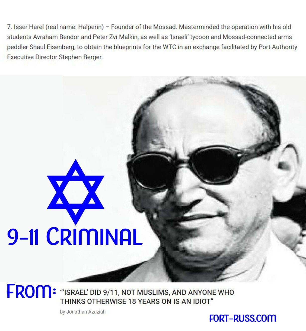 founder of mossad war criminal 911 jews israel.jpg